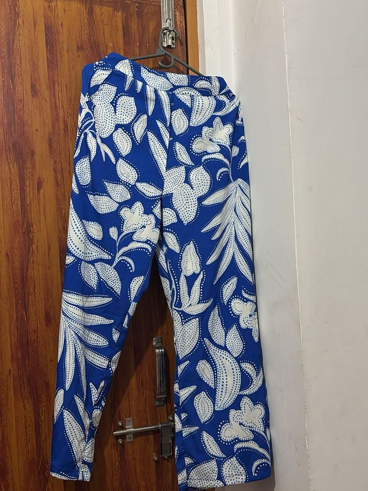 Dressberry Blue Floral Wide Leg Pants