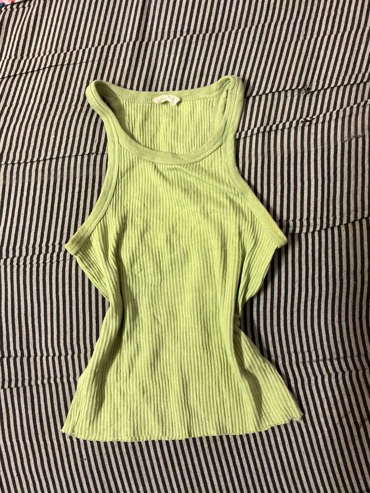 Green Ribbed Tank Top