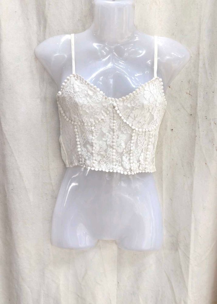 I. White Lace Corset Top