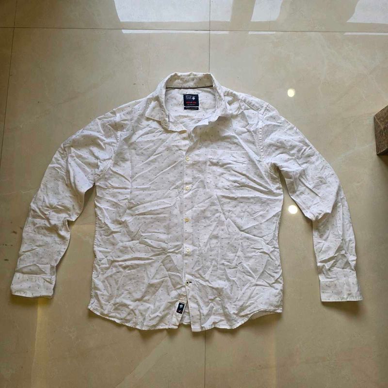 Men's White Printed Casual Shirt