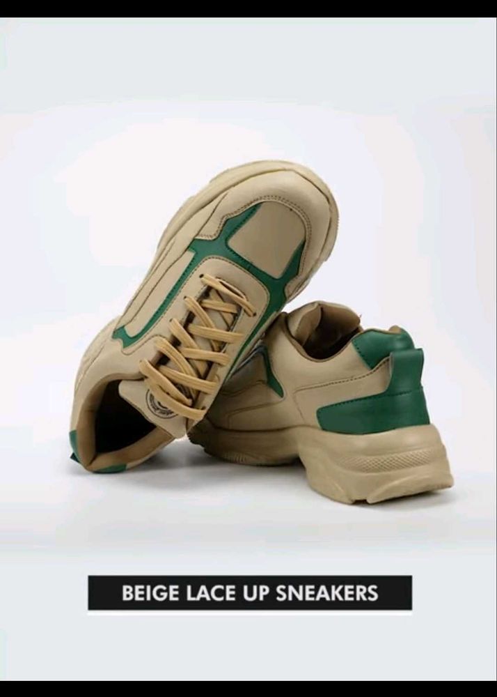 Casual Beige &amp; Green Sneakers SALE