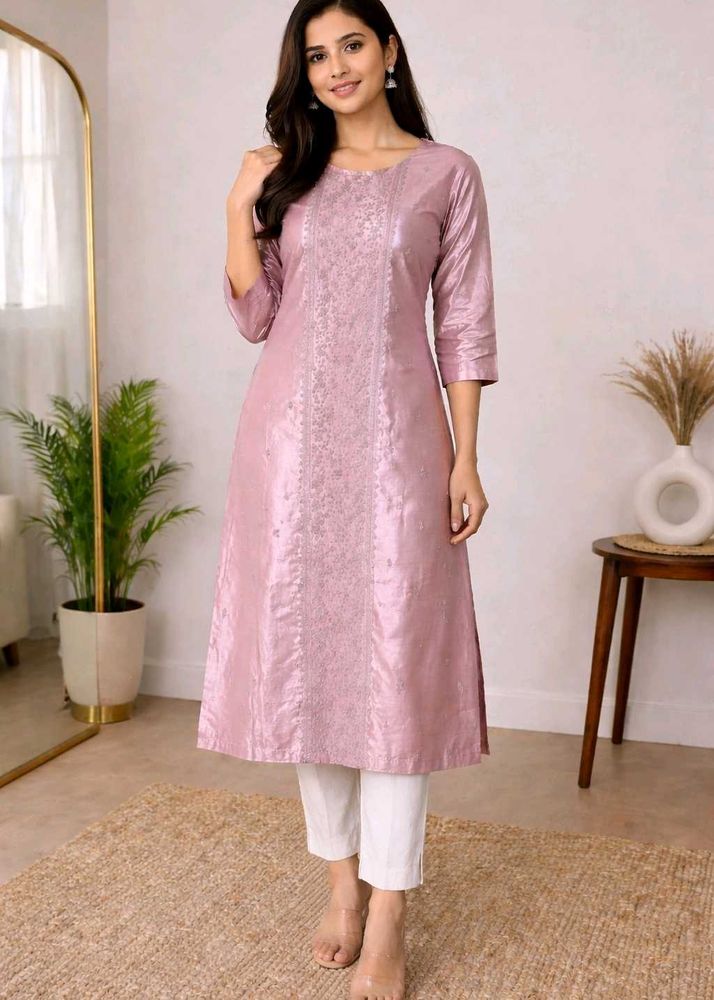 Elegant Pink Embroidered Kurta