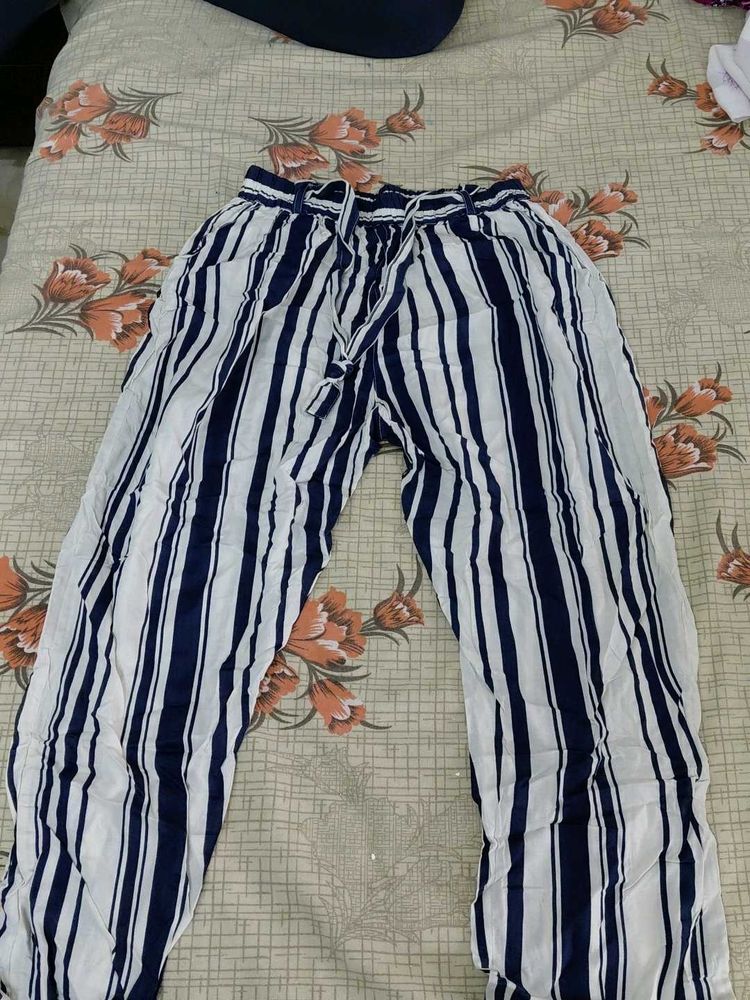 Striped High-Waist Pants
