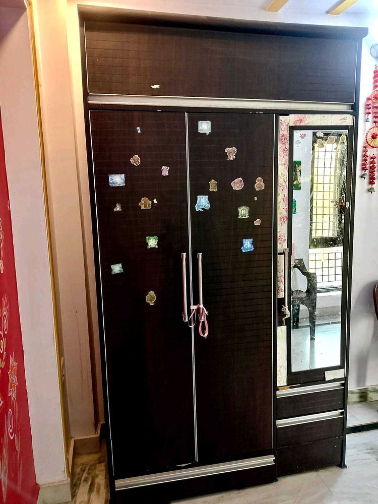 Dark Brown Wardrobe with Mirror