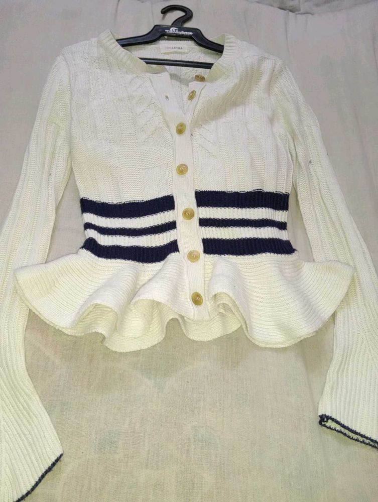 Striped Peplum Cardigan