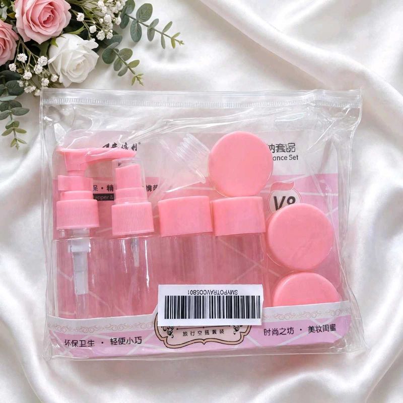 Pink Travel Toiletry Bottles Set