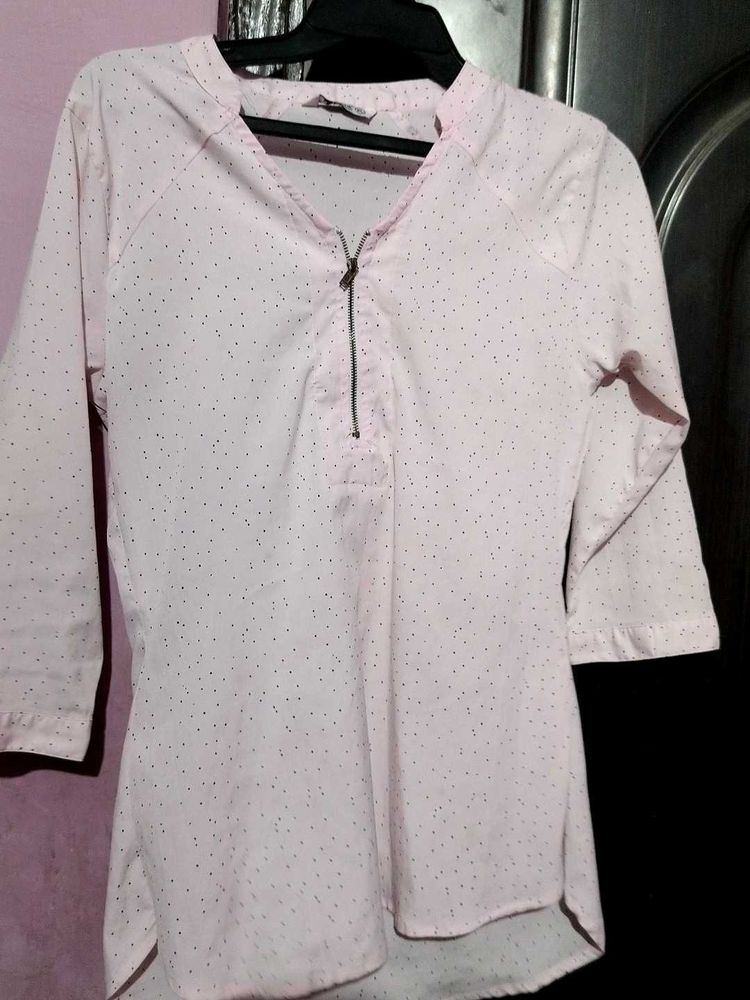 Light Pink Polka Dot Tunic Top