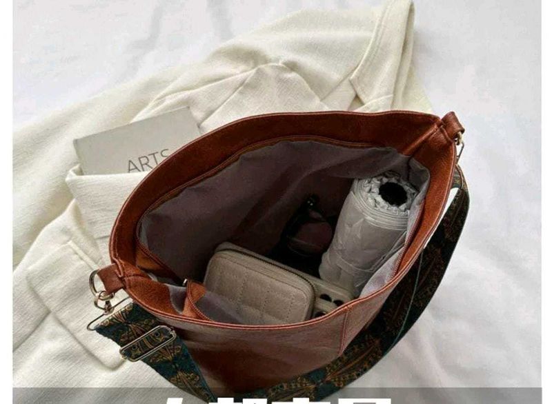 Stylish Brown Faux Leather Shoulder Bag