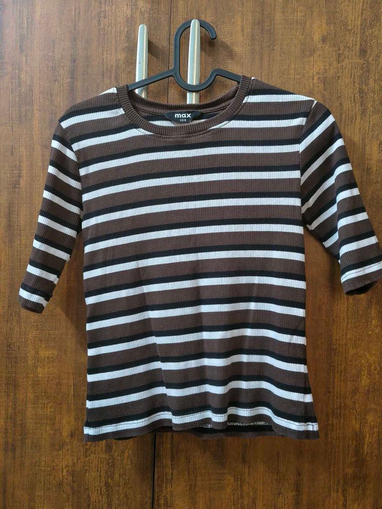 Striped Quarter Sleeve Top