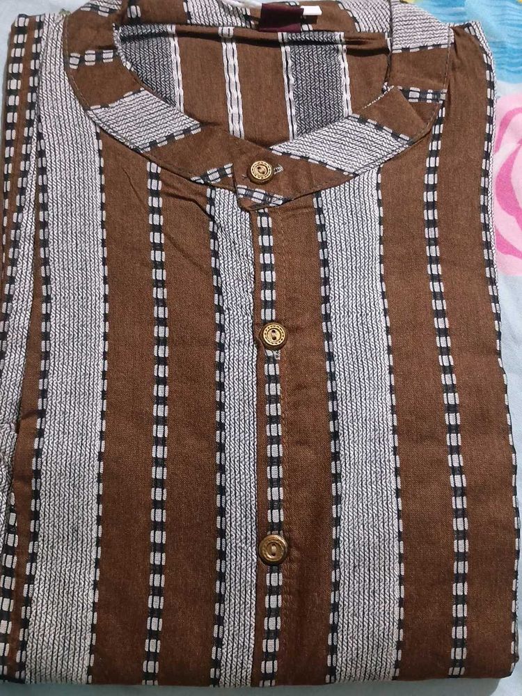 Brown Striped Kurta