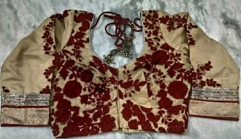 Cream Red Wedding blouse