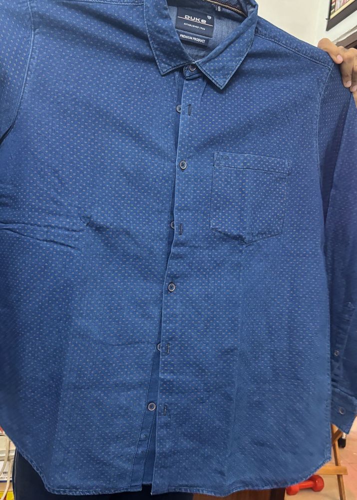 Men's Blue Dotted formal Shirt