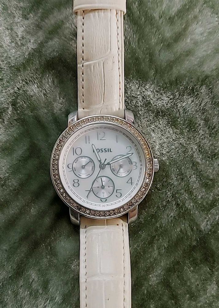 Fossil White Leather Watch