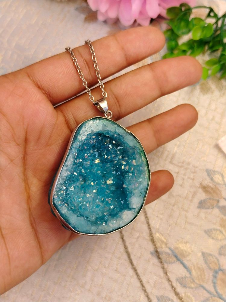 Aqua Blue Druzy Pandent