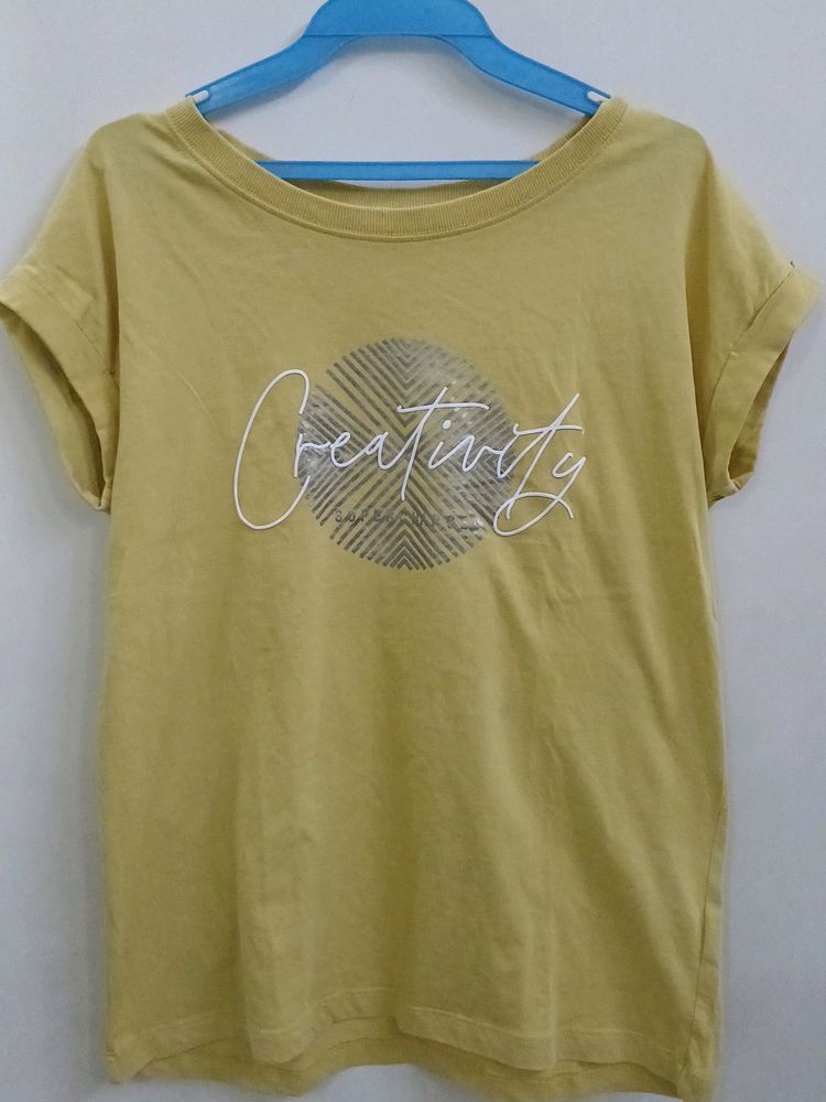Studiofit Yellow printed Tshirt