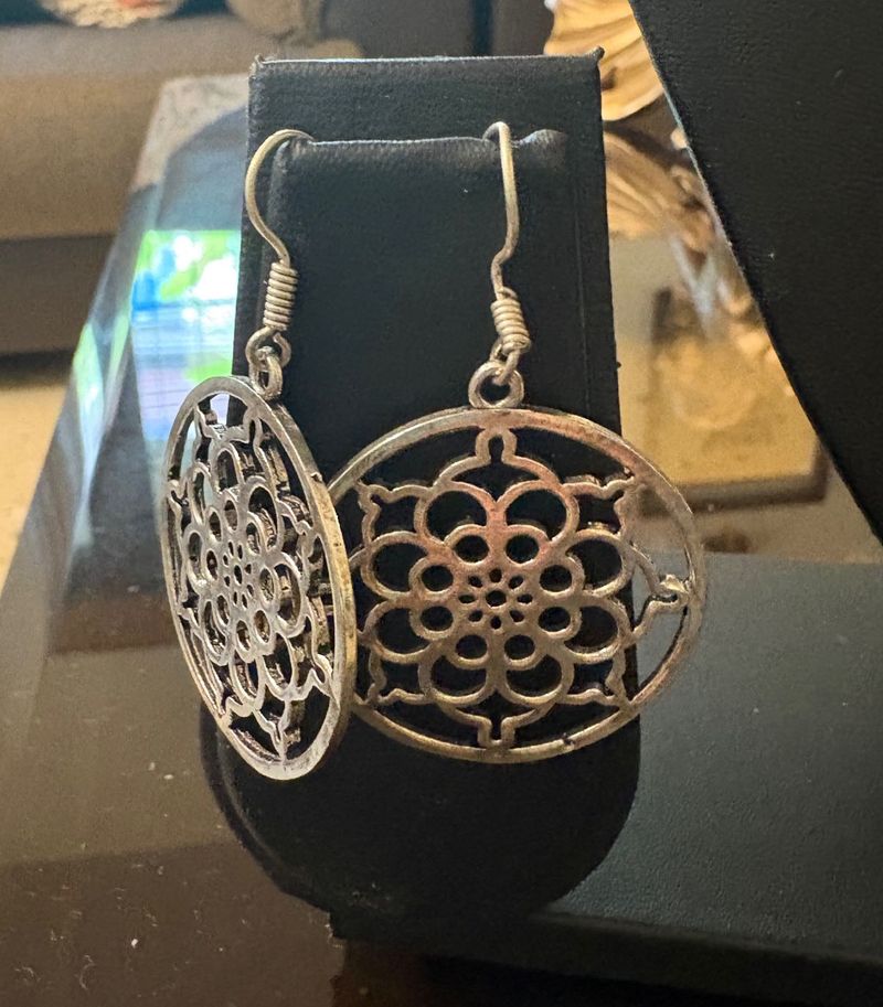 Oxidised Silver Filigree Dangle Earrings