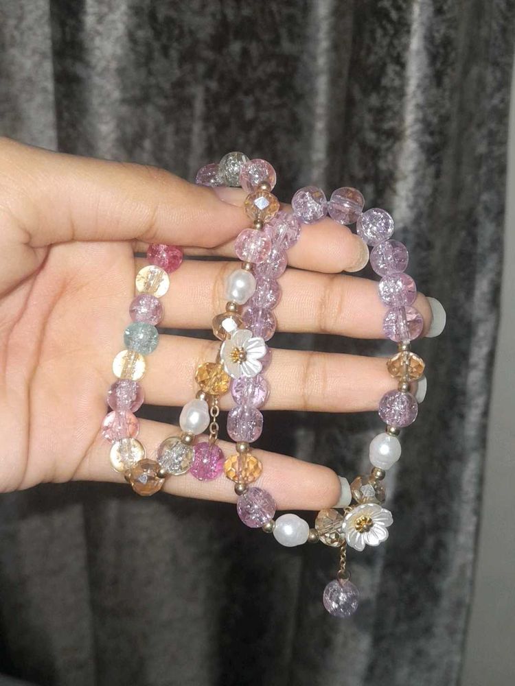 Charming Beaded Bracelets with Flower Accents