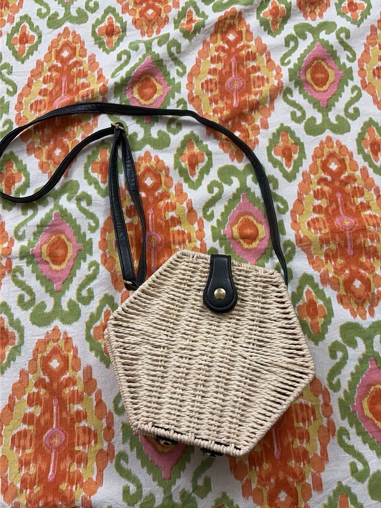 Hexagonal Woven Crossbody Bag