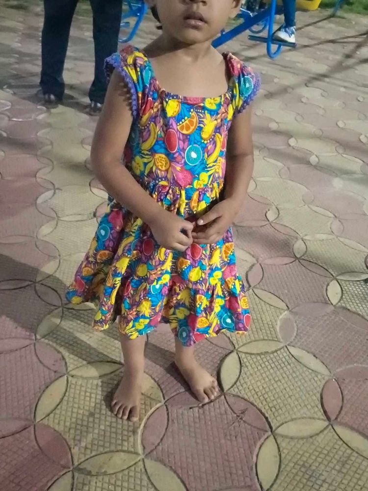 Cotton Cute Fruit Print Dress for Girls