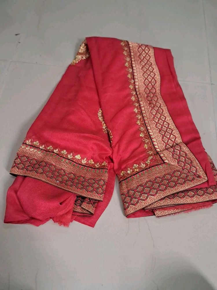 Elegant Red Embroidered Saree