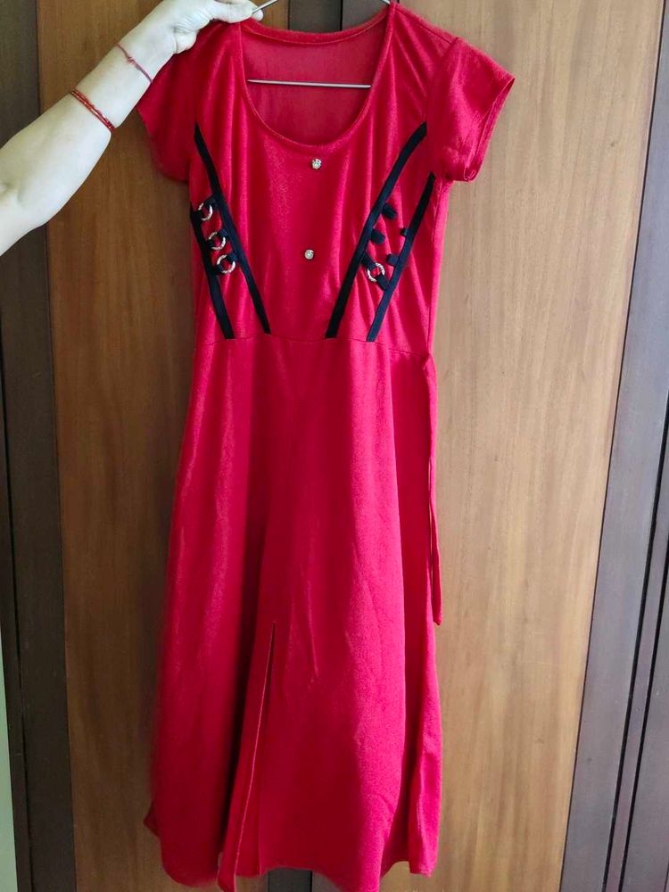 Women’s Red Fit &amp; Flare Dress
