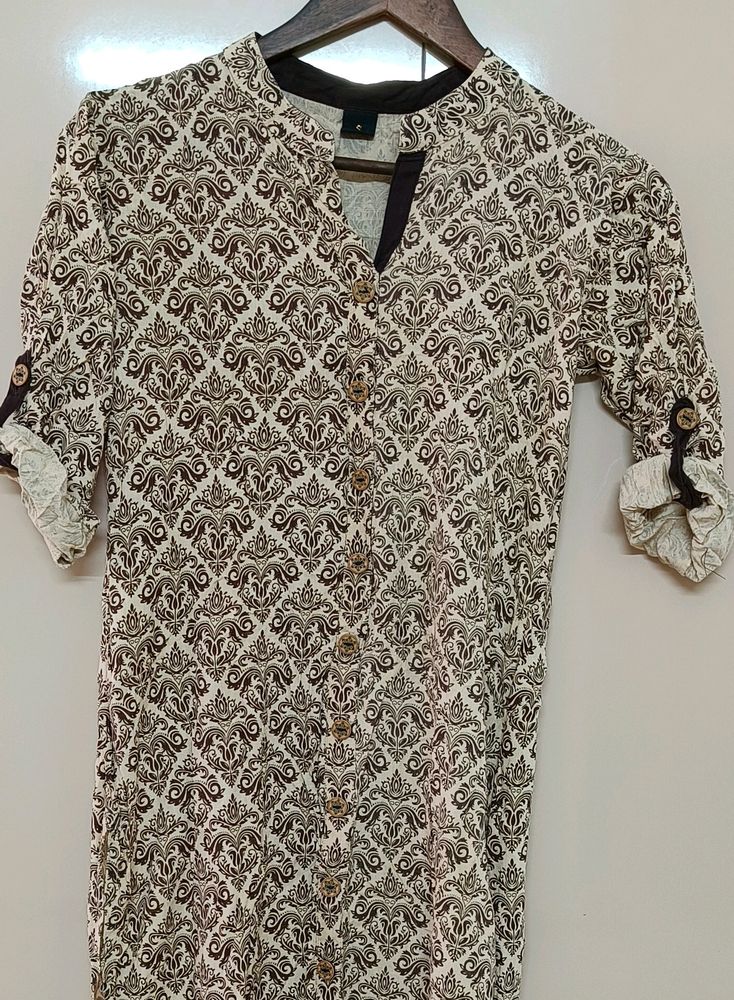 Beige N Brown Kurti