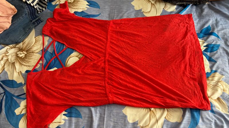 Red Criss-Cross Back Mini Dress