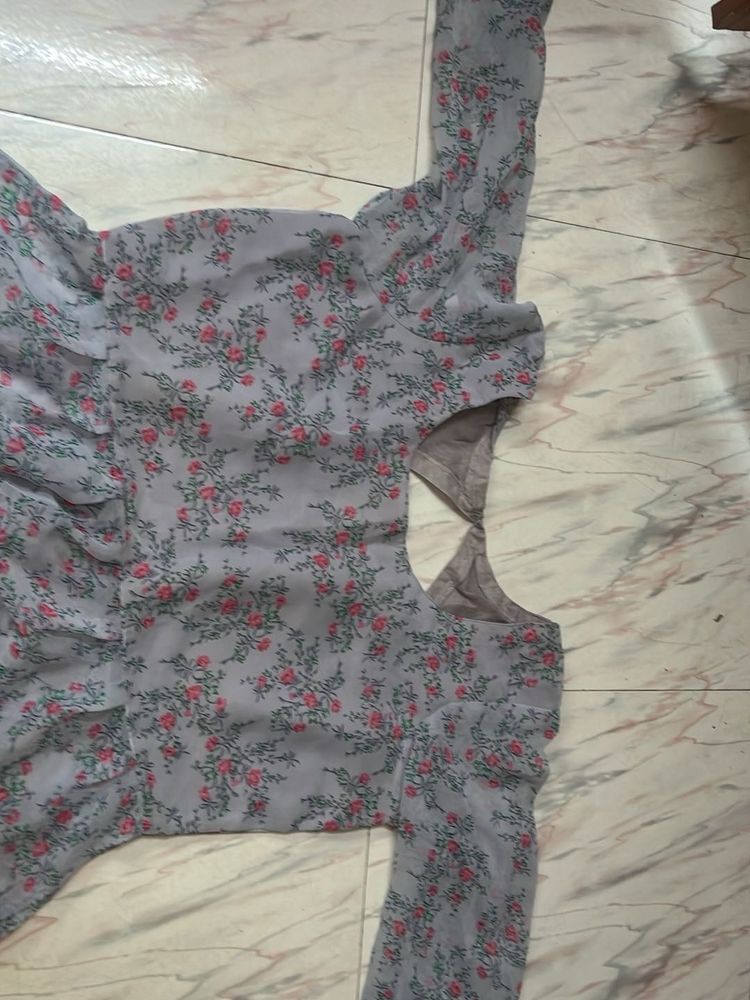 Floral Print Sheer Kurti