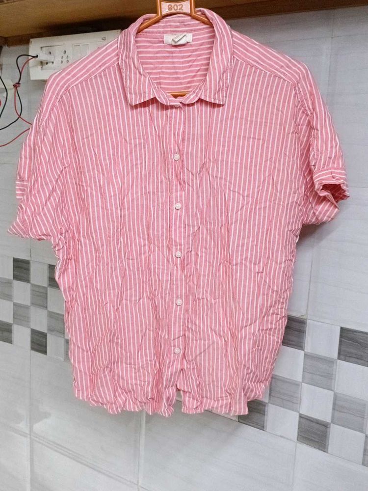 Striped Pink Button-Up Shirt