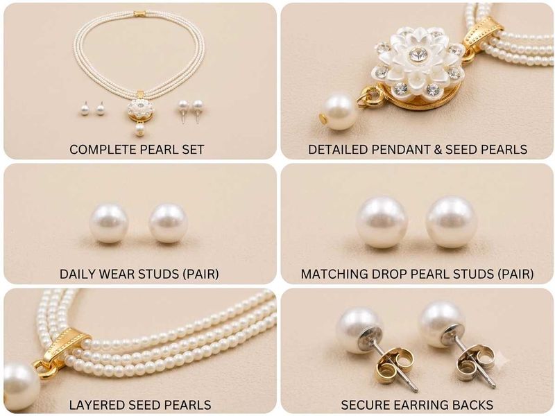 Elegant Pearl Necklace and Earring Set