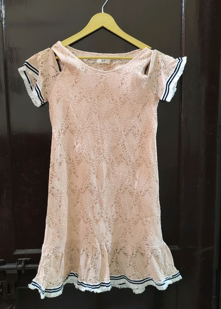 Cotton Net Dress For Xs
