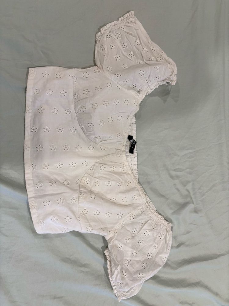 White Broderie Anglaise Crop Top