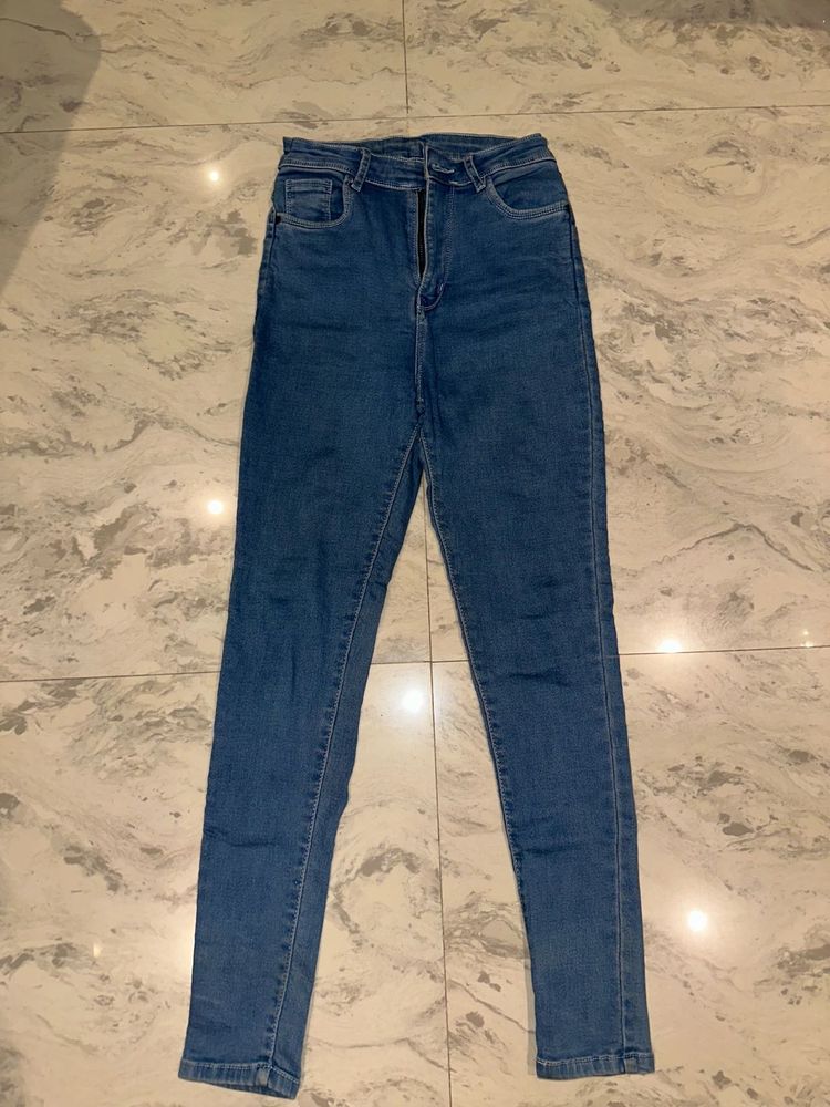 High Waisted Blue Denim Jeans