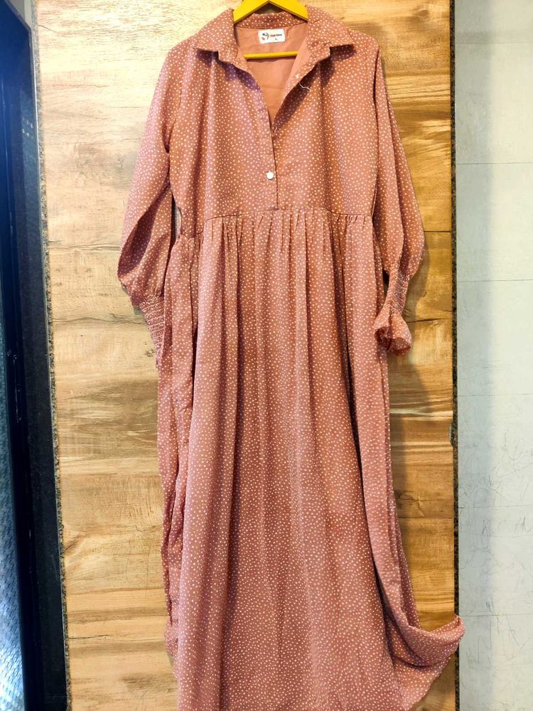 Pink Dotted Maxi Dress