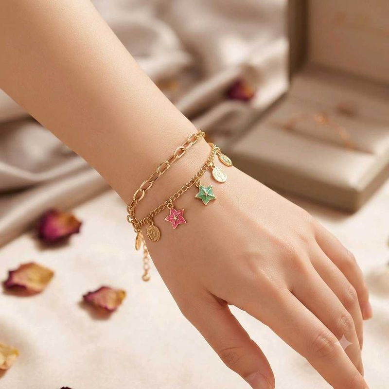 Trendy Layered Star Charm Bracelet
