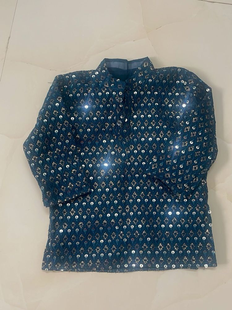 Sequin Embellished Teal kurta