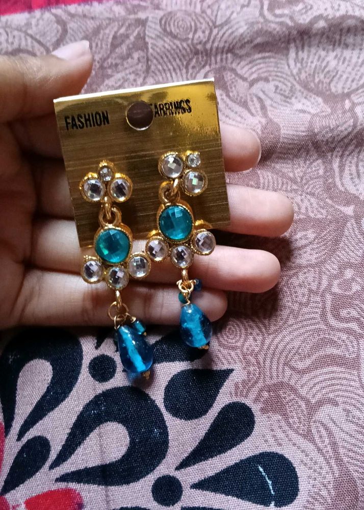 Stunning Blue Gemstone Dangle Earrings