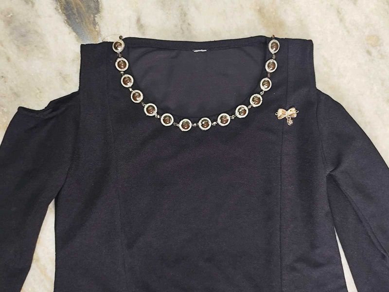 black cold shoulder top