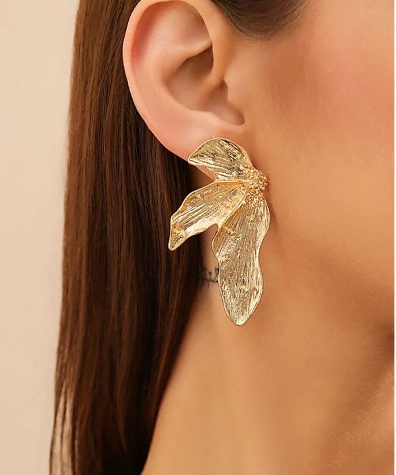 Unique Gold Floral Statement Earrings