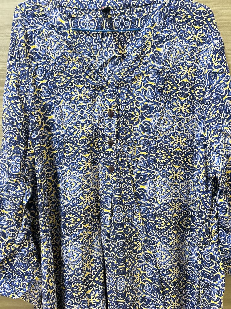 Blue &amp; Yellow Printed Kurta
