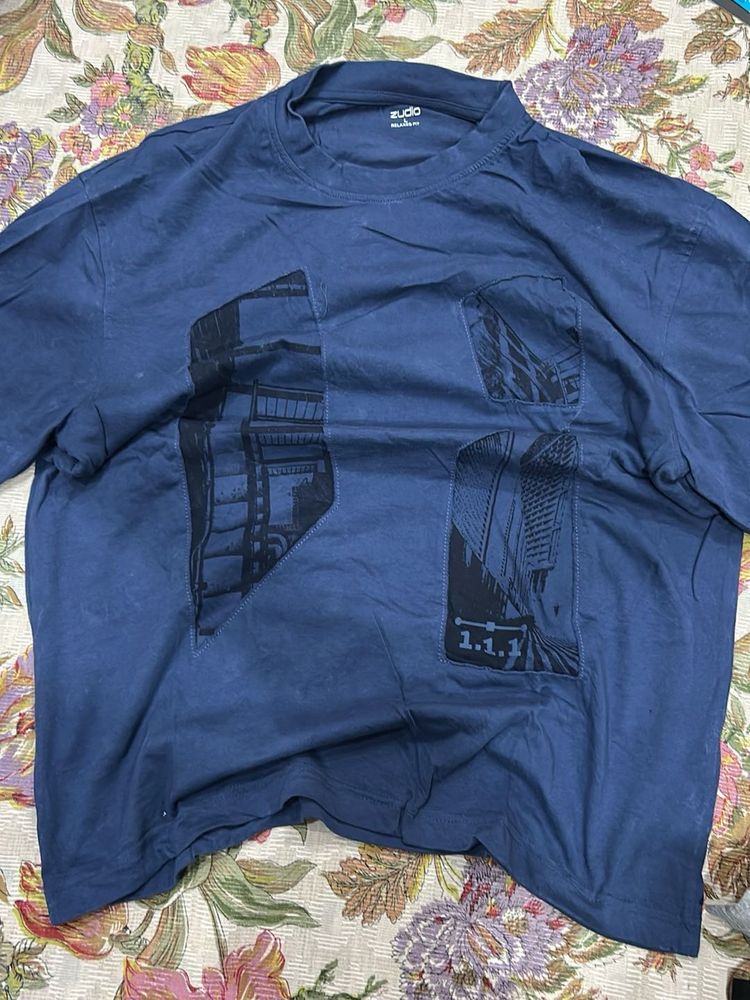 Navy Blue Graphic Print T-Shirt