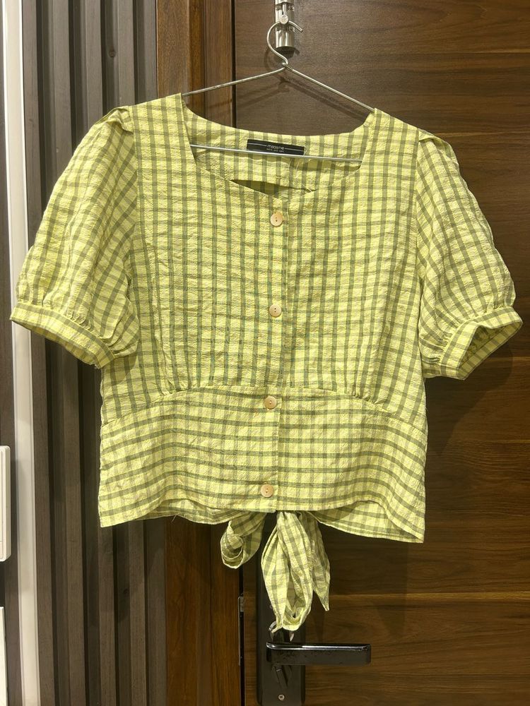 madame Gingham Tie-Back Top