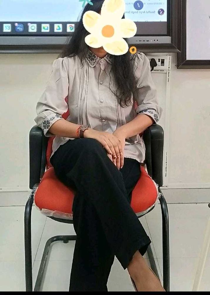 Stylish Grey Collared Blouse
