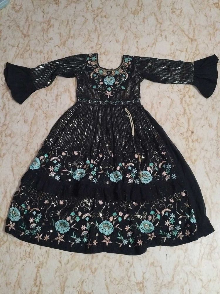 Elegant Black Embroidered Dress