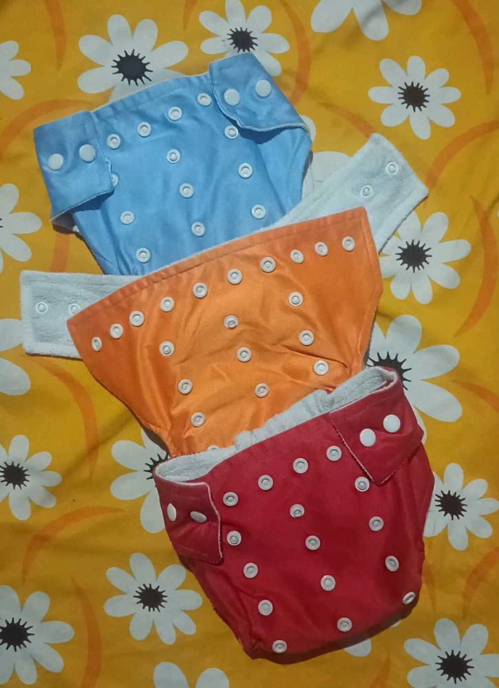 Cloth Diapers Set - Blue, Orange, Red