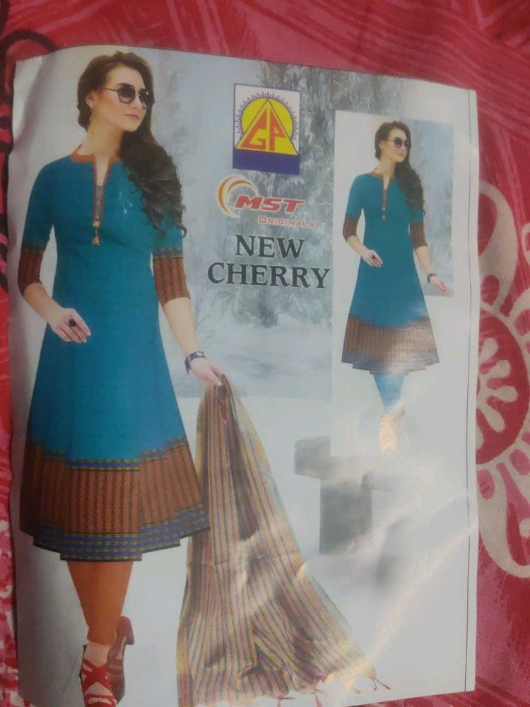 Unstitched Blue Suit With Dupatta