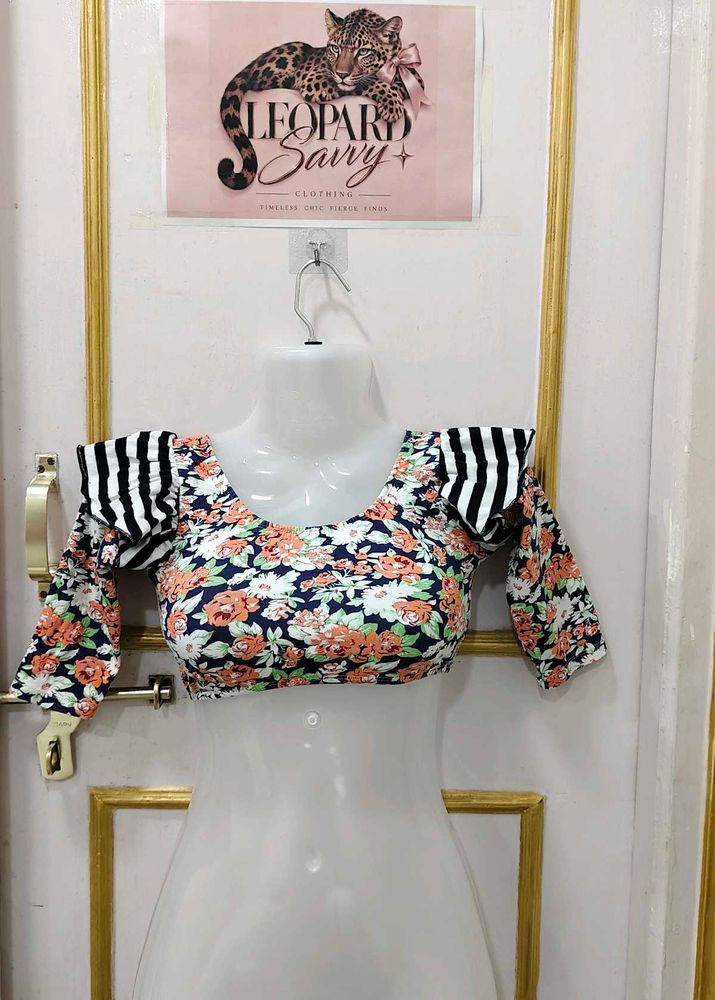 Floral Print Crop Blouse