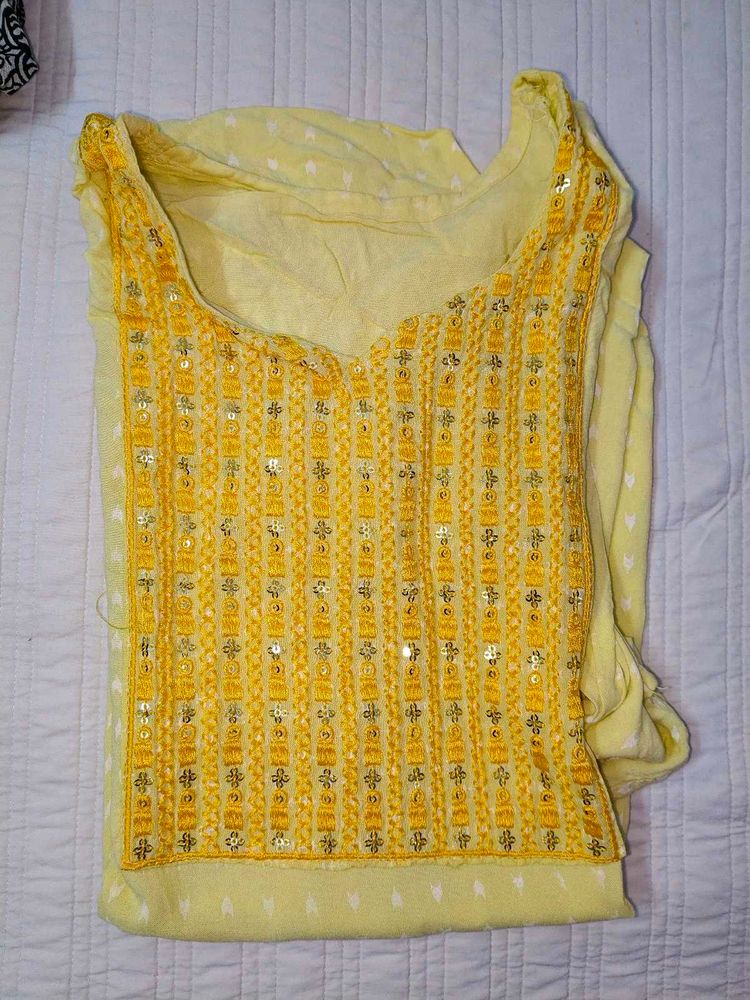 Yellow Sequined Kurta Set