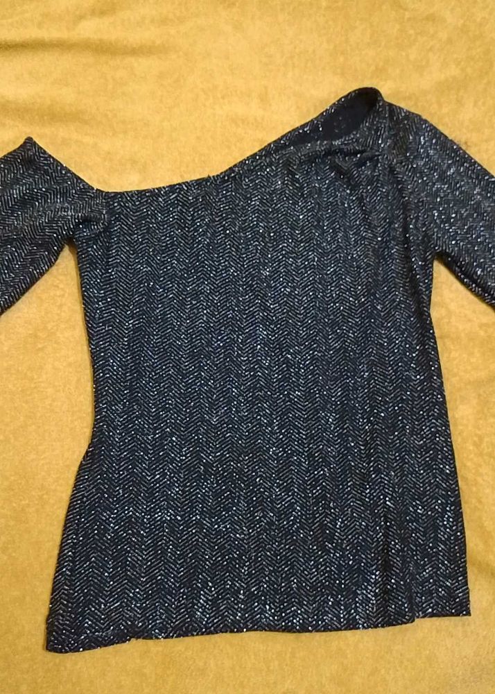 Sparkly One-Shoulder Top
