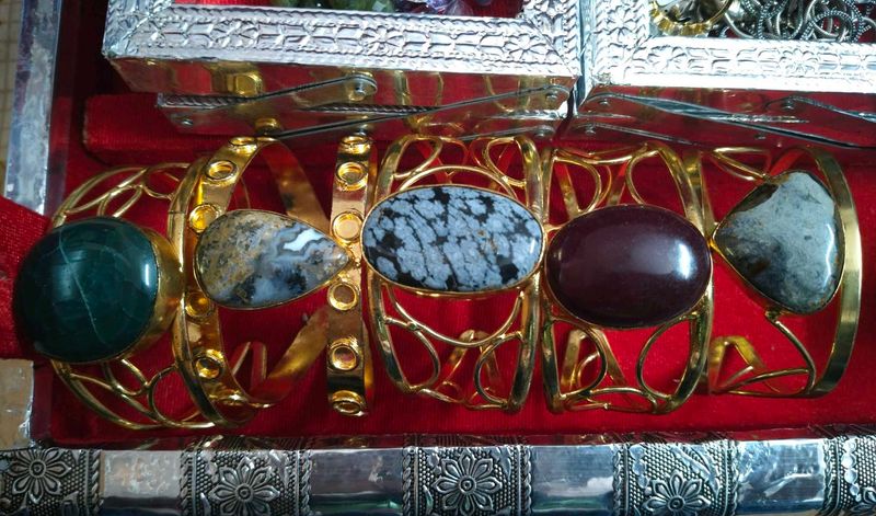 Beautiful Gemstone Gold Cuff Bracelets